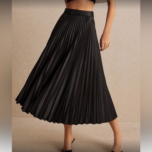 Elegant BlackPleated Skirt
